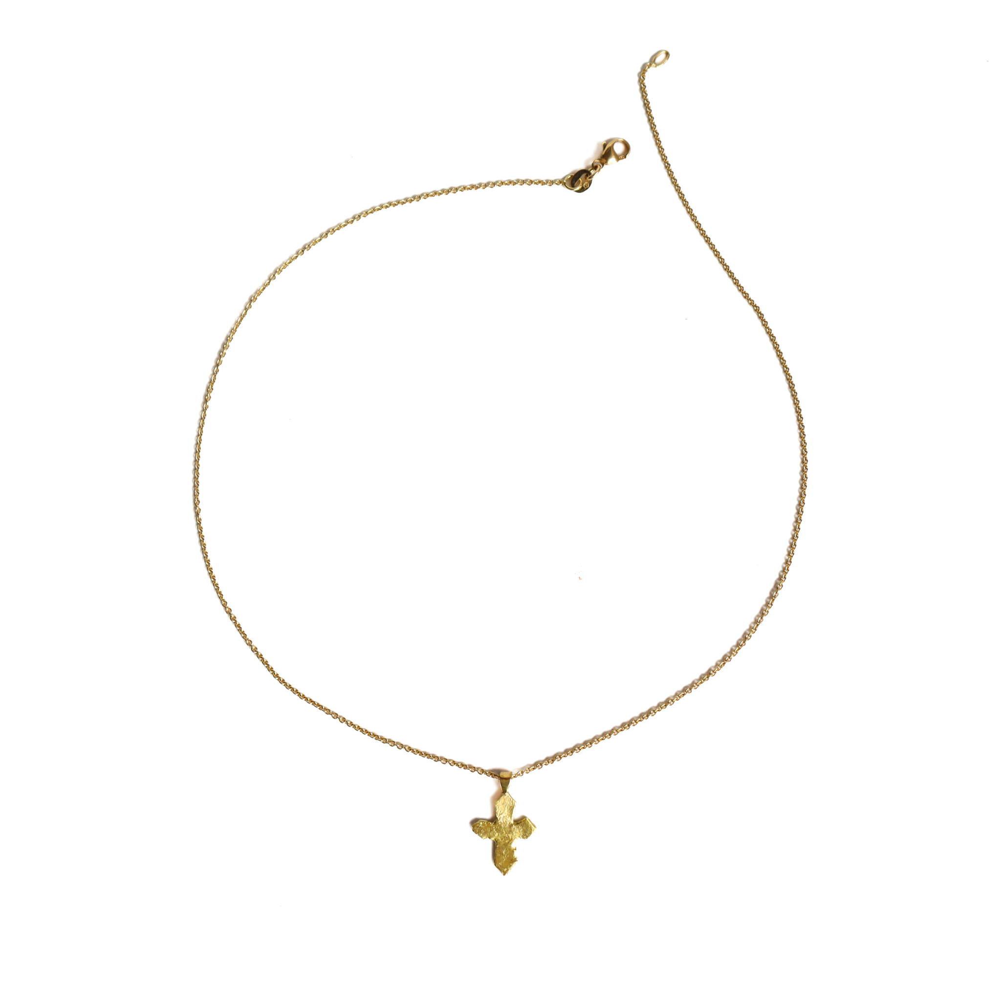 22k Gold Organic Medium Cross Necklace by Nelly Creative Studios