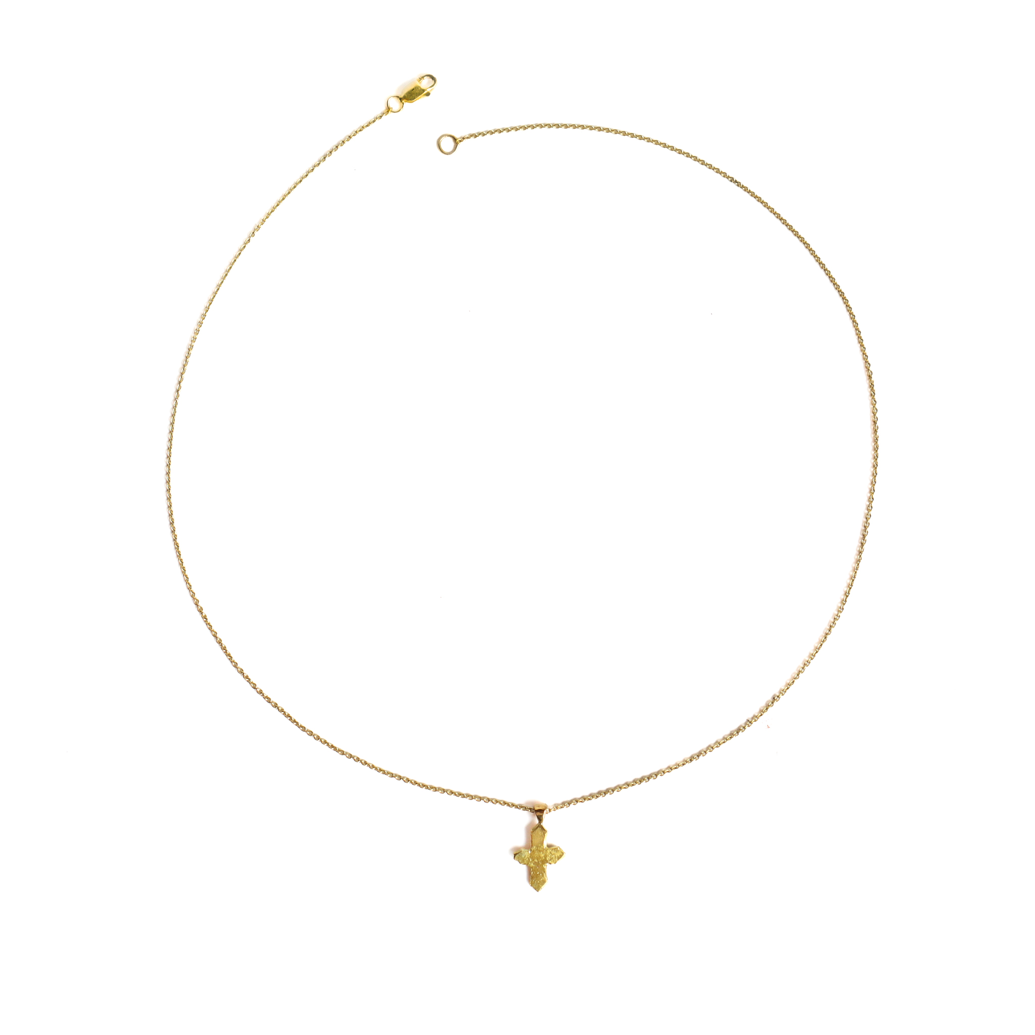 22k Gold Organic Small Cross Necklace by Nelly Creative Studios