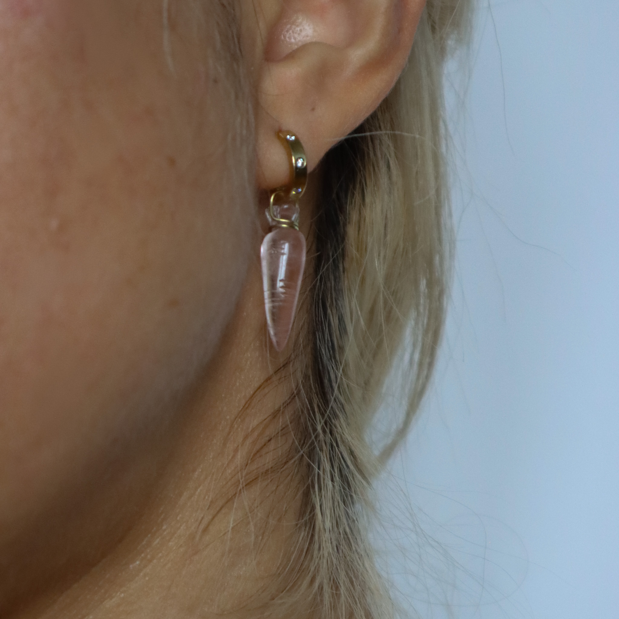 Carrot Diamond Huggie Earrings side view