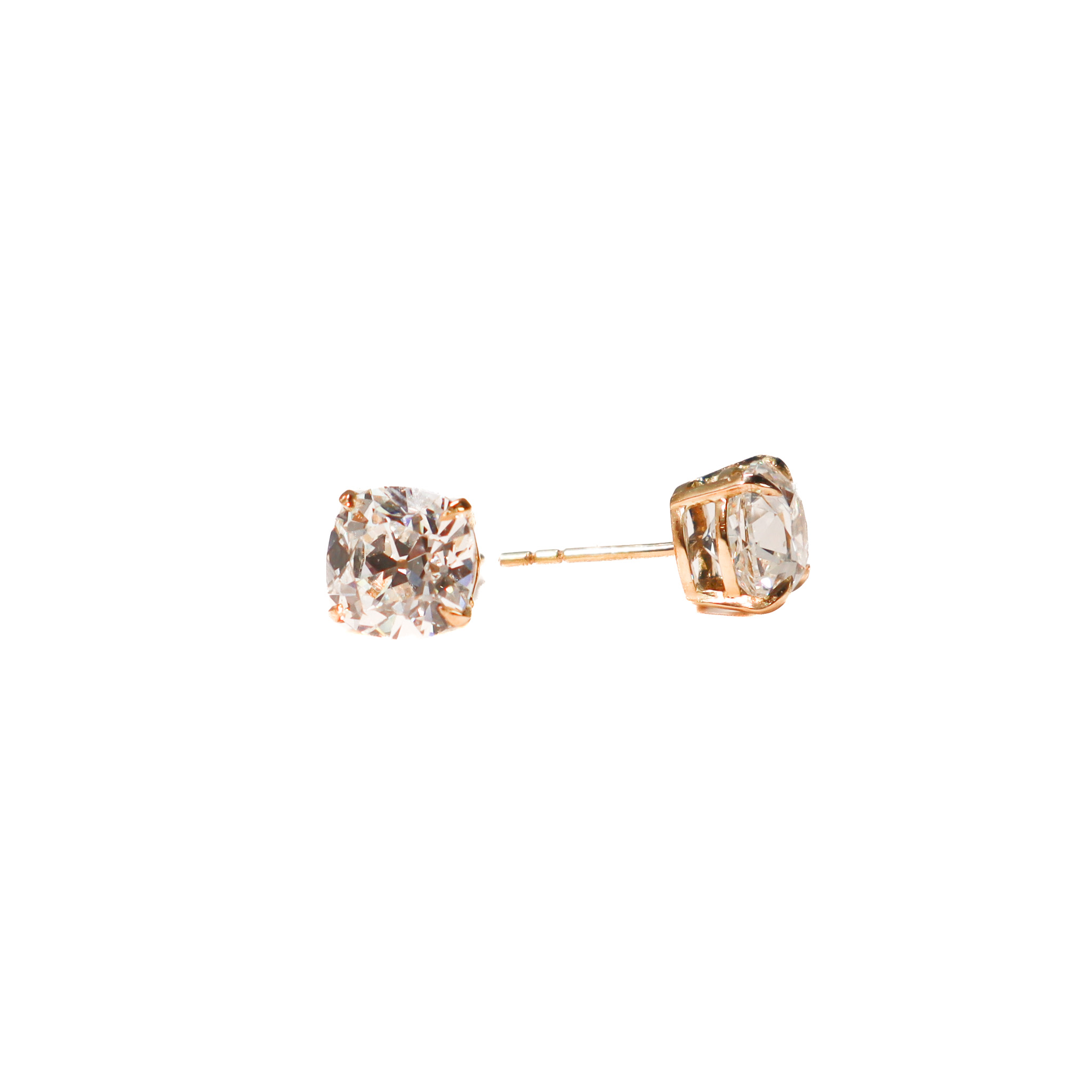 Classic Old Mine Cut 2ct White Diamond Earrings detail