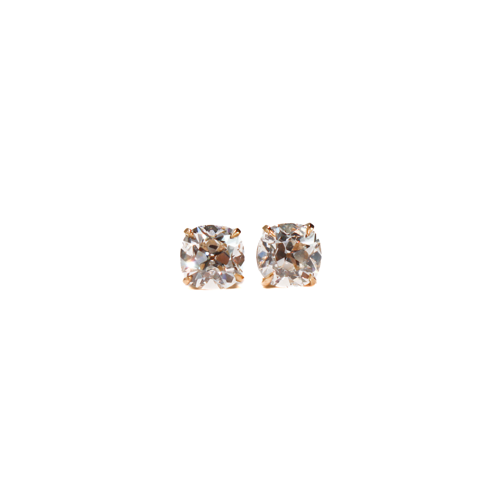 Classic Old Mine Cut 2ct White Diamond Earrings by Nelly Creative Studios