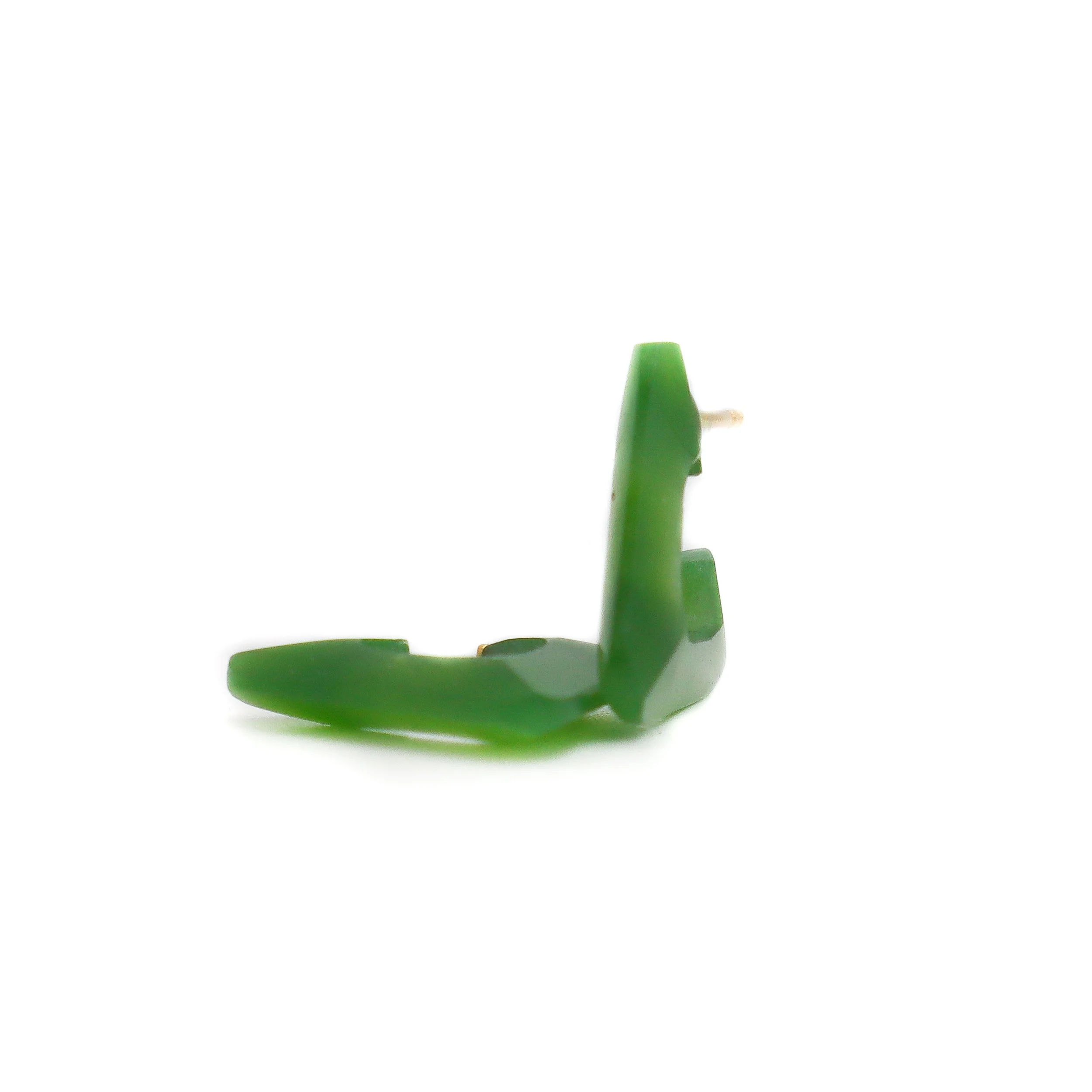 Knife Edge Triangle Jadeite Gold Earrings with imperial jadeite in 18 karat gold handcrafted in NYC