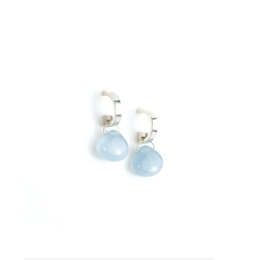 Aquamarine Silver Huggies by Nelly Creative Studios