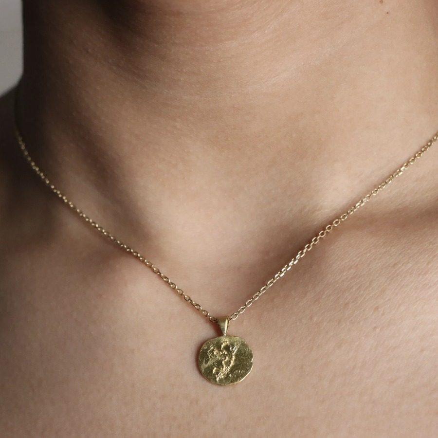 Gold Angel Necklace featuring Ancient Greek Gold Granulation in 22 karat yellow gold by Nelly Creative Studios NYC
