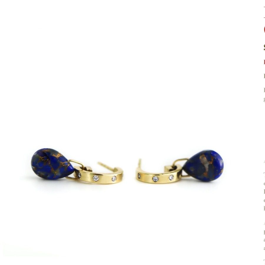 Lapis Lazuli Diamond Gold Huggies by Nelly Creative Studios