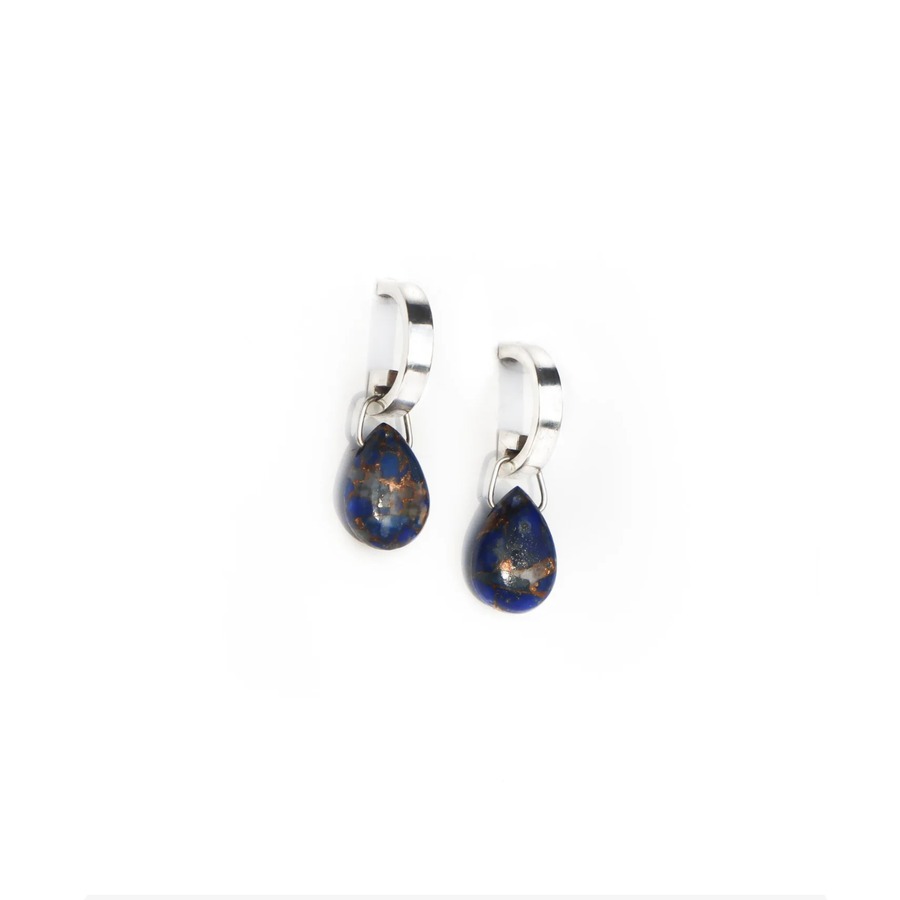 Lapis Lazuli Silver Huggies by Nelly Creative Studios