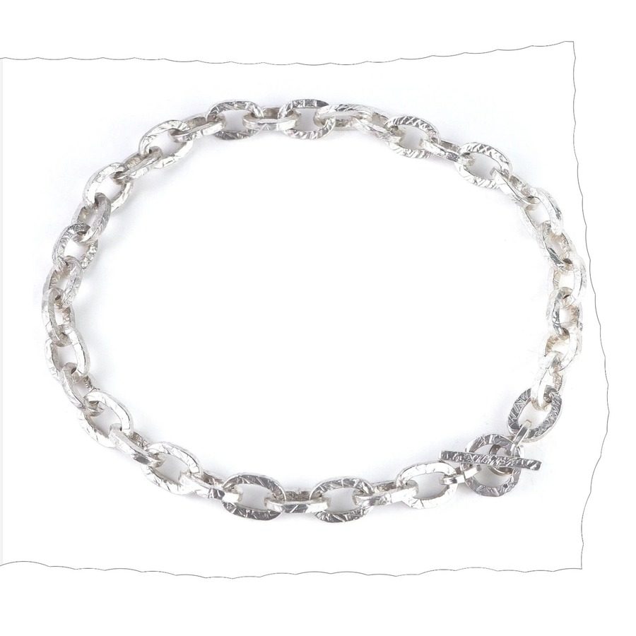 Silver Hammered Link Necklace by Nelly Creative Studios