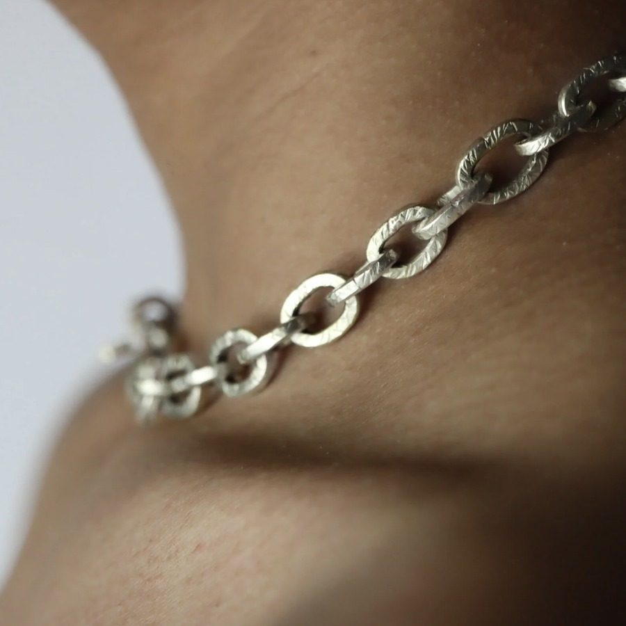 The Single Diamond Gold Link Necklace by Nelly Creative Studios