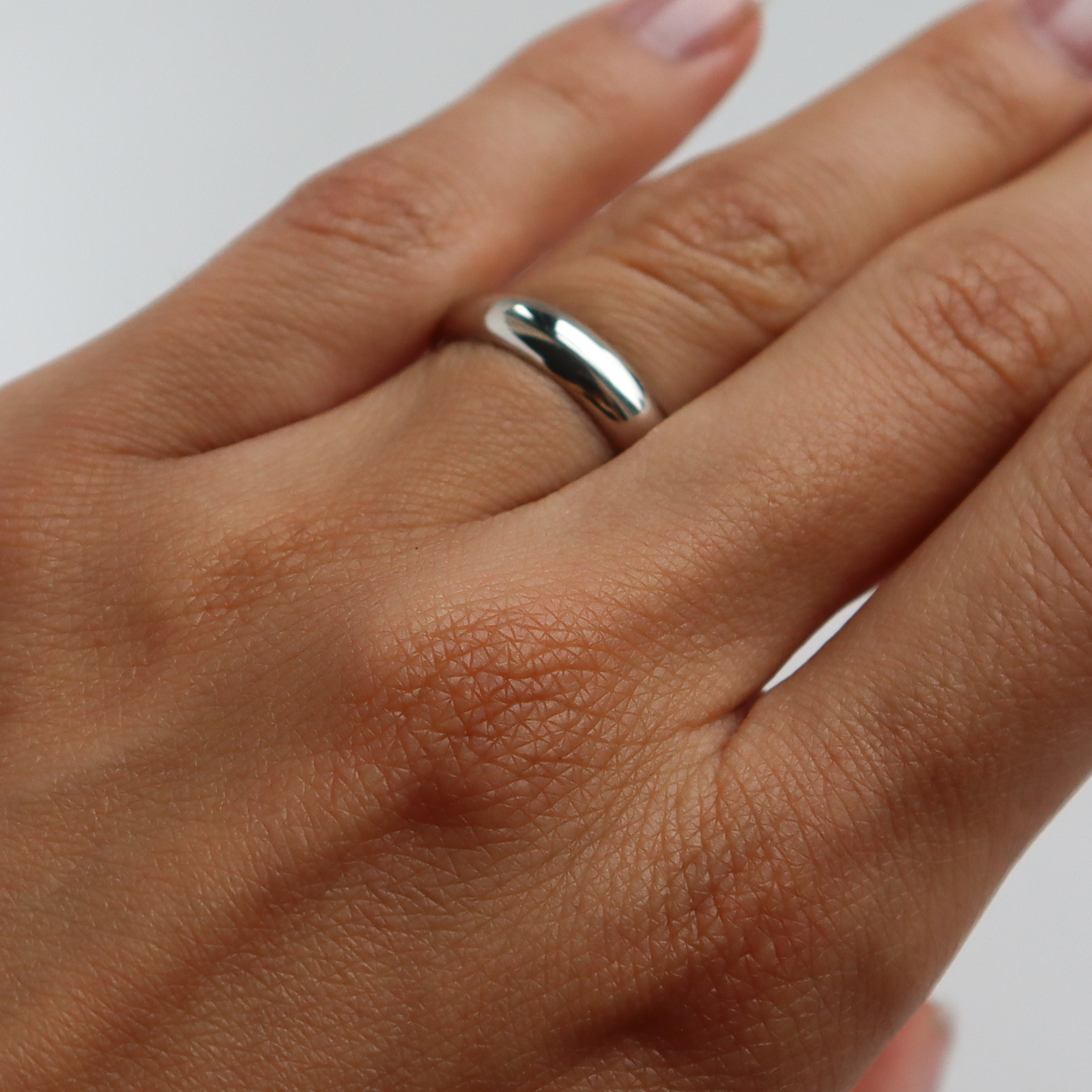 Platinum Half Round Wedding Band worn