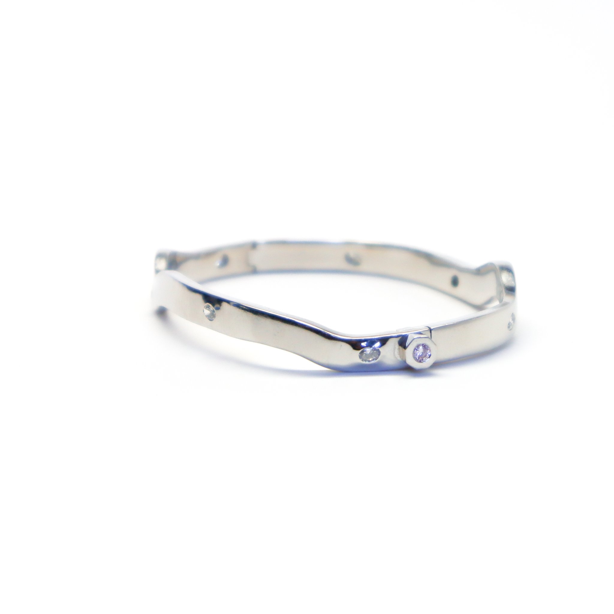 Raw Platinum Diamond Bracelet with Pink Diamond Hex Nut by Nelly Creative Studios