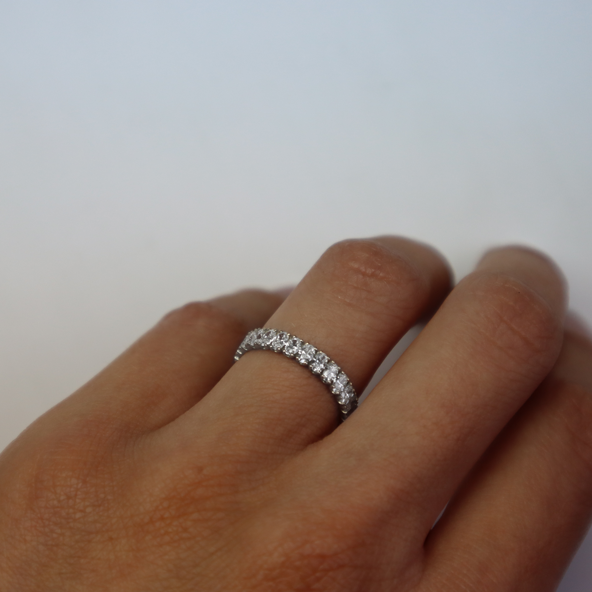 Muskaan White Gold Oval Diamond Eternity Ring detail