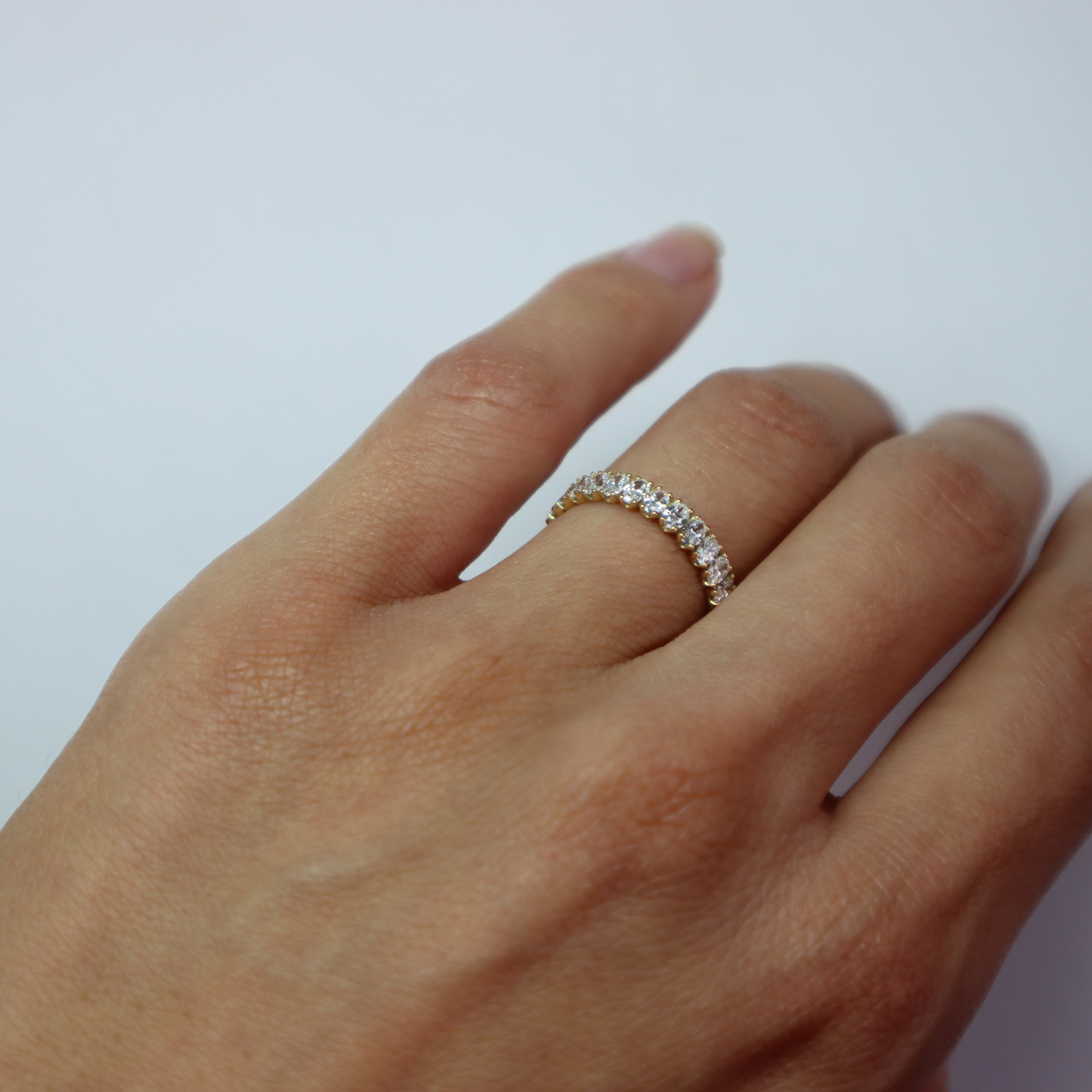 Muskaan Yellow Gold Oval Diamond Eternity Ring worn